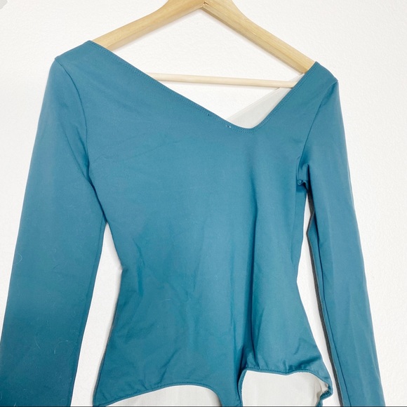 Free People Forest Green Assymetridal Body Suit - Picture 3 of 8